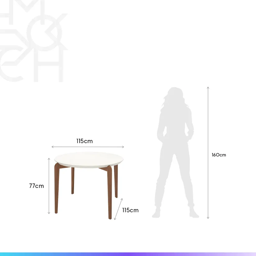 Comedor Donatella 115 Redondo + 4 Sillas Ella A80 8