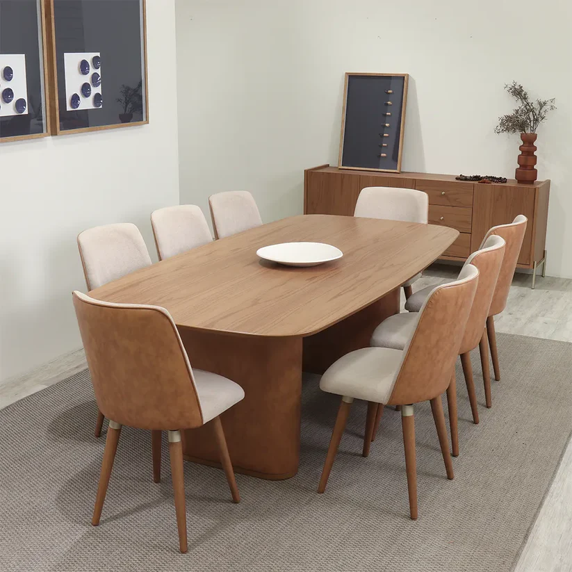 Comedor Lintz 2.2 + 8 Sillas Dakota Caramel Giratoria 1