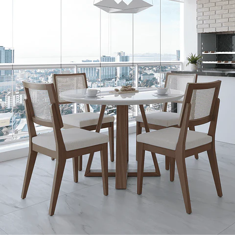 Comedor Bennet Red 1.15 + 4 Sillas Saga Ratan ts Linked 02