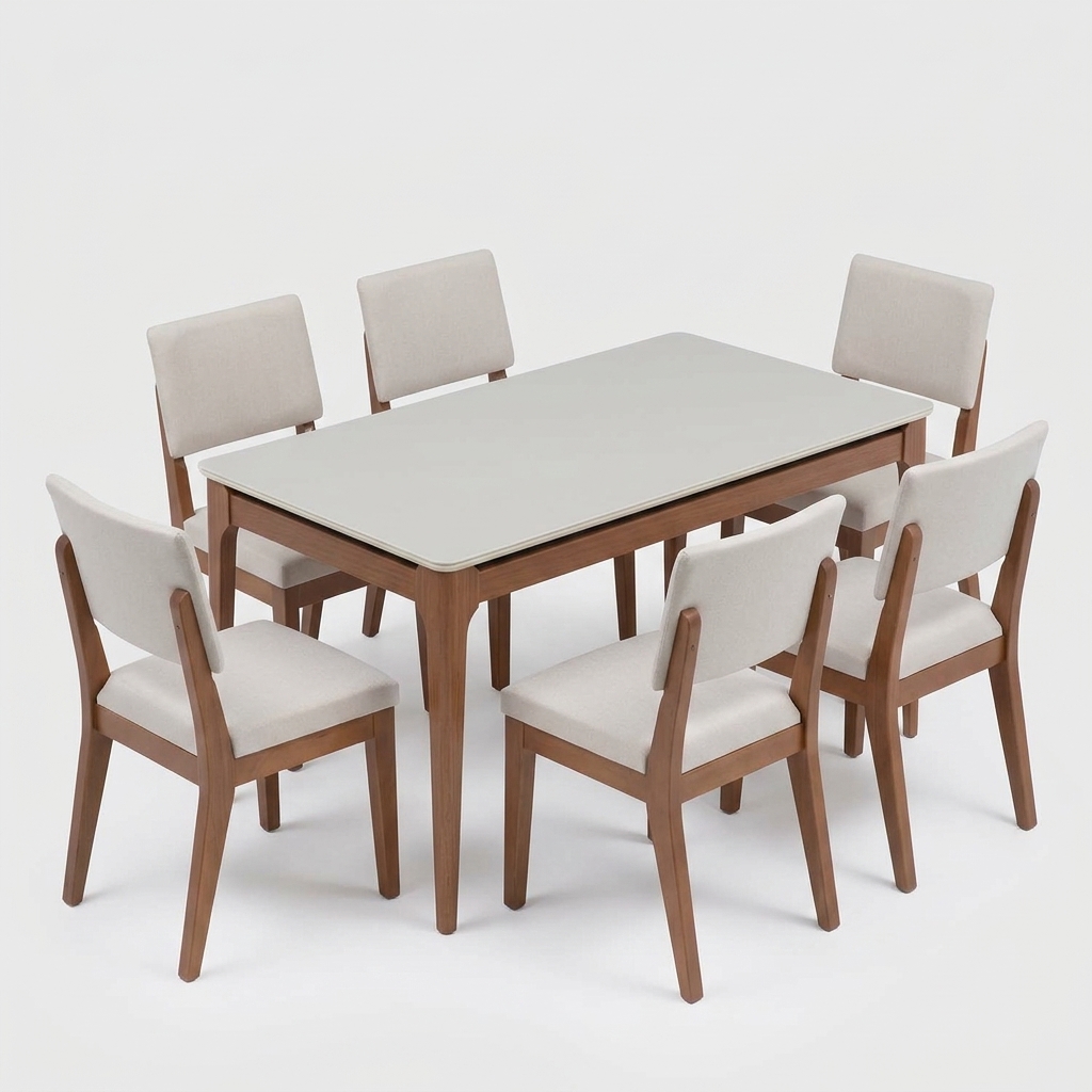 Comedor Addar 1.6 + 6 sillas Ella Natural 2