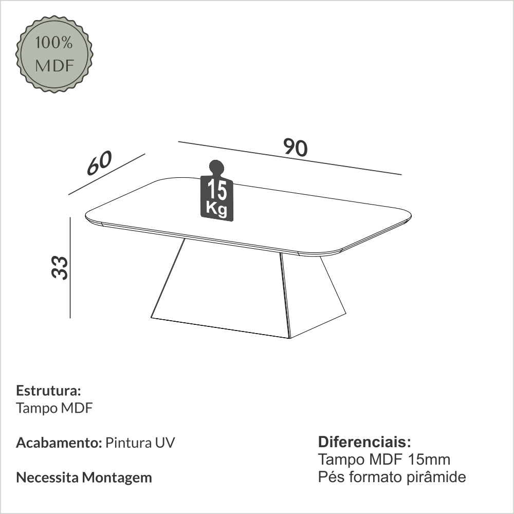 Mesa De Centro TB638 Carvalho 4