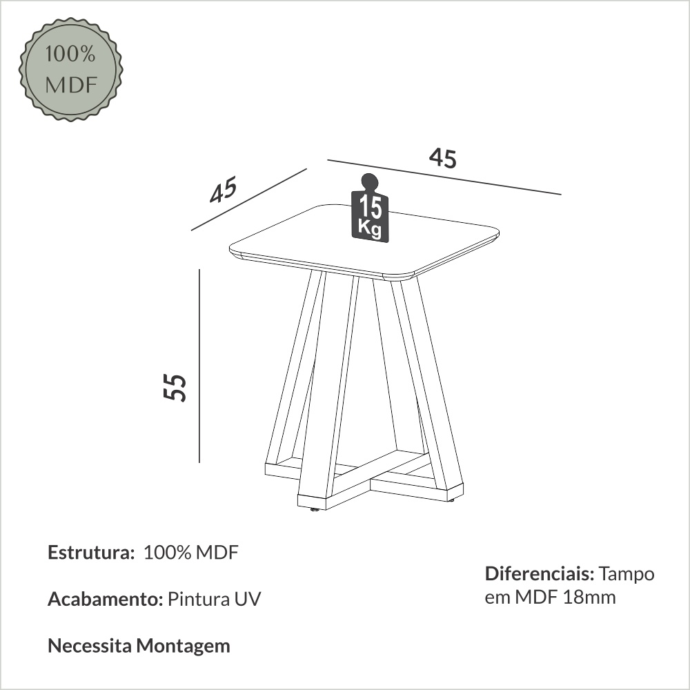 Mesa Lateral TB630 Off White Castaño 5