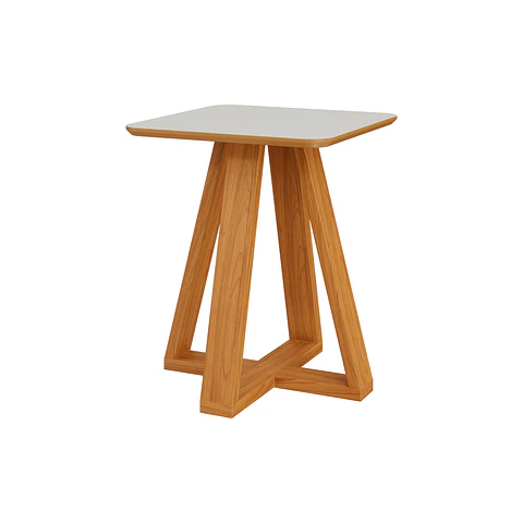 Mesa Lateral TB630 Off White Castaño