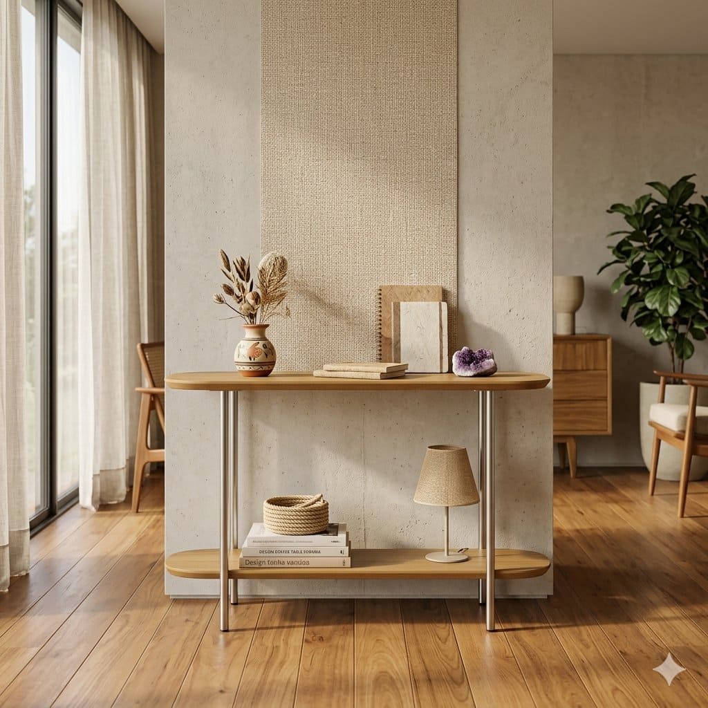 Mesa Sofa Lux 90cm Champan Carvalho 1