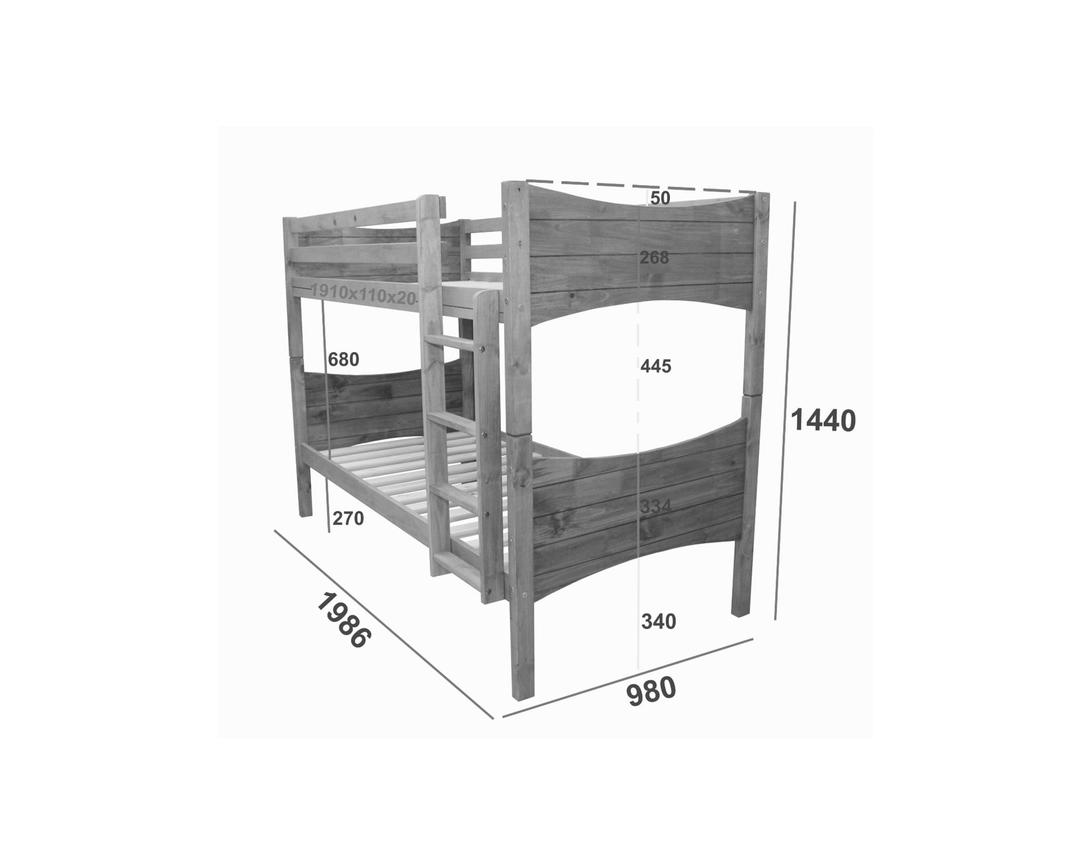 Camarote Curvy Desmontable 1P 100% Madera Off White 10