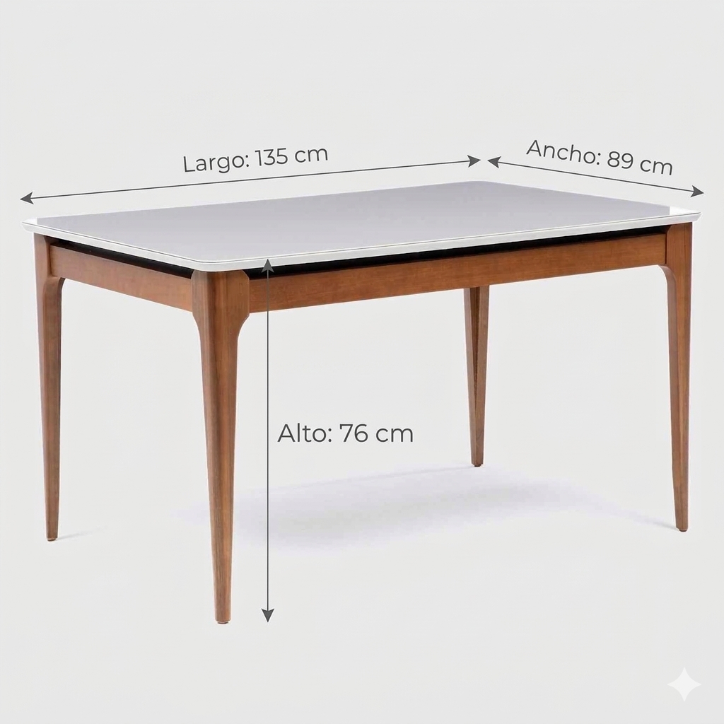 Comedor Addar 1.35 Ow+ 4 Sillas Megan 6