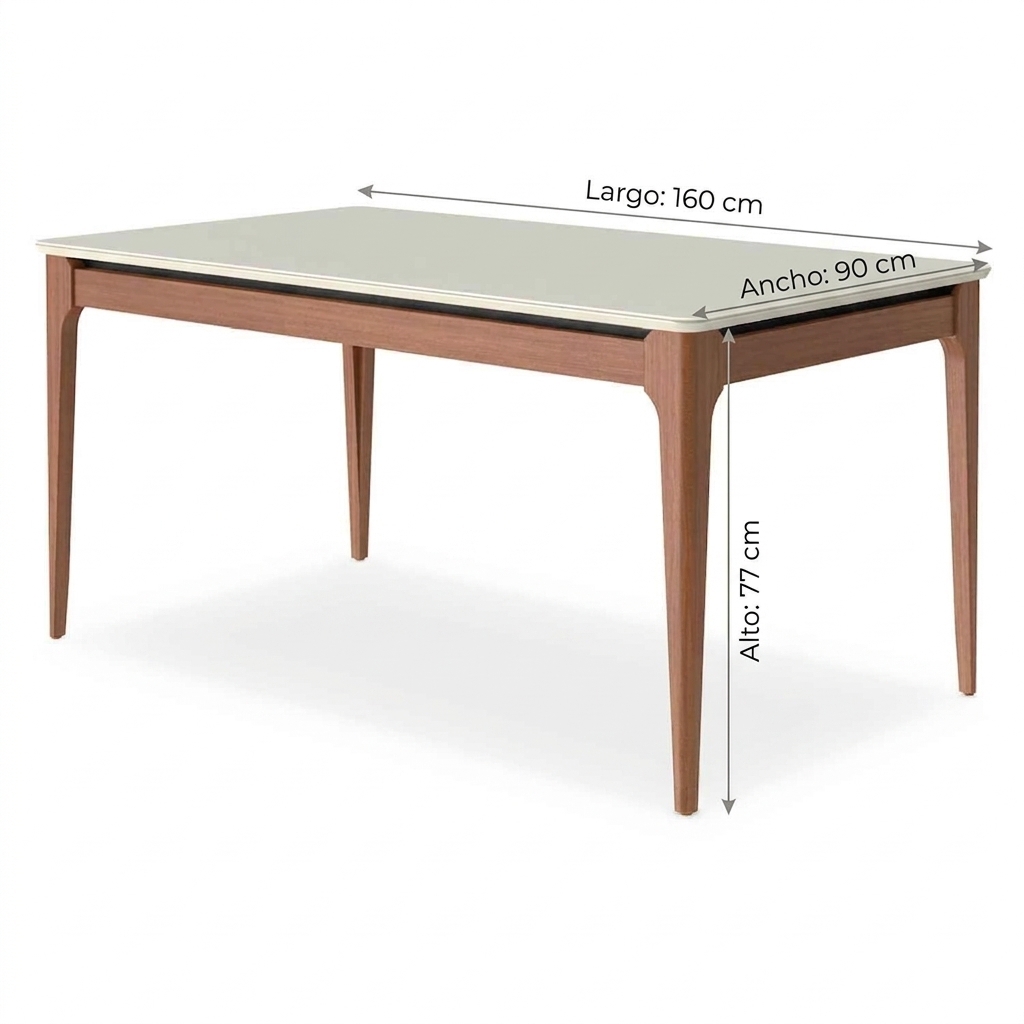 Comedor Addar 1.6 Off White + 6 Sillas Megan 8
