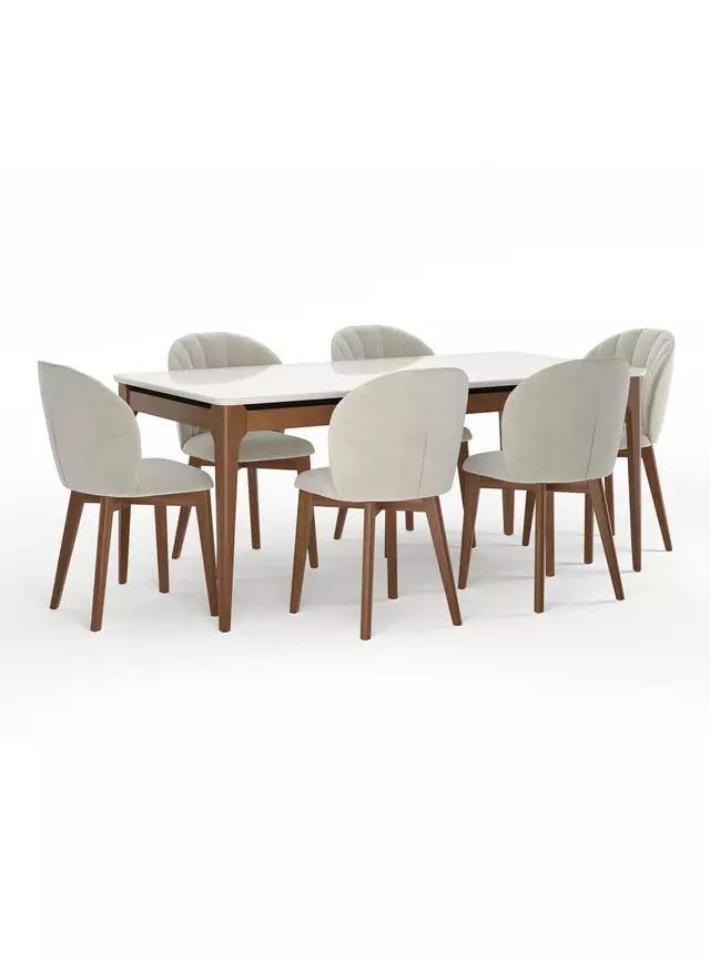 Comedor Addar 1.8 Ow + 6 Sillas Alba Natural Soft Palha 2