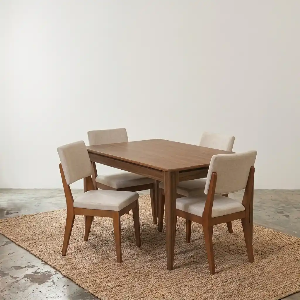 Comedor Addar 1.35 Canela + 4 Sillas Ella Beige l02 1