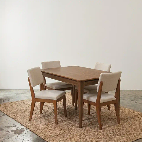 Comedor Addar 1.35 Canela + 4 Sillas Ella Beige l02