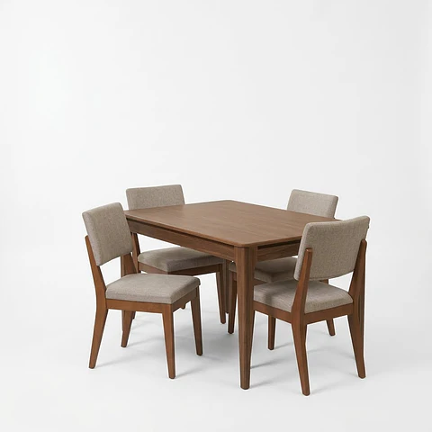 Comedor Addar 1.35 Canela + 4 Sillas Ella Beige l02