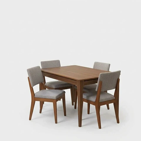 Comedor Addar 1.35 Canela + 4 Sillas Ella Gris a80
