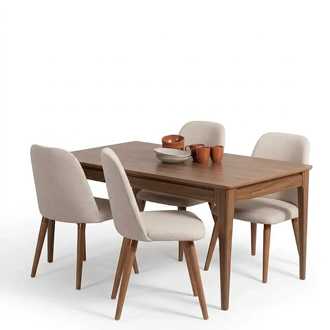 Comedor Addar 1.35 Canela + 4 Sillas Drop Beige l02