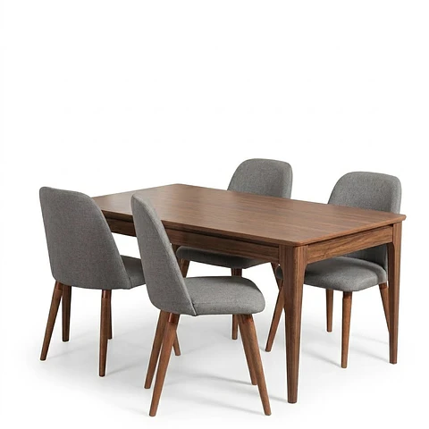Comedor Addar 1.35 Canela + 4 Sillas Drop Gris l35
