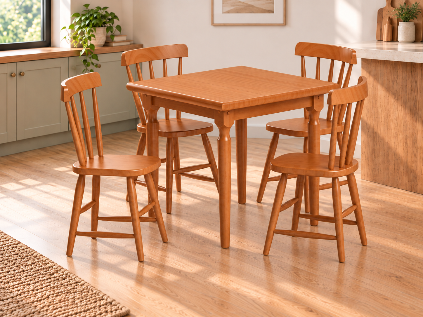 Comedor Coral 80cm+4 Sillas 135-260 Miel 1