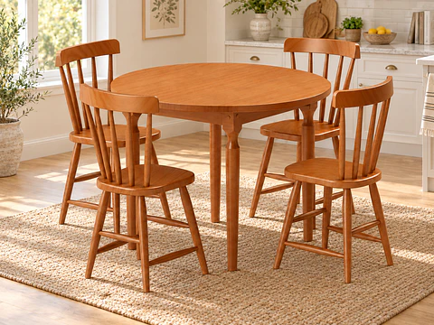Comedor Perla 136 Redondo + 4 Sillas 136-260 Miel