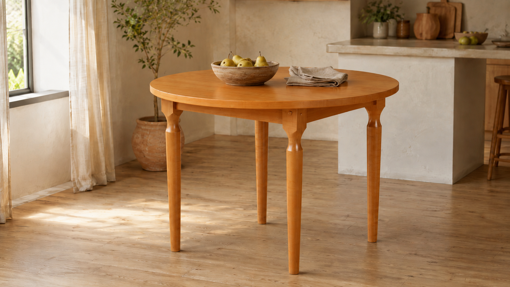 Comedor Perla 136 Redondo + 4 Sillas 136-260 Miel 3
