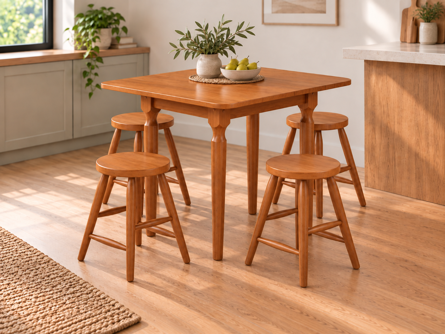 Comedor Ambar Plegable + 4 Banquetas 230-3210 Miel 1