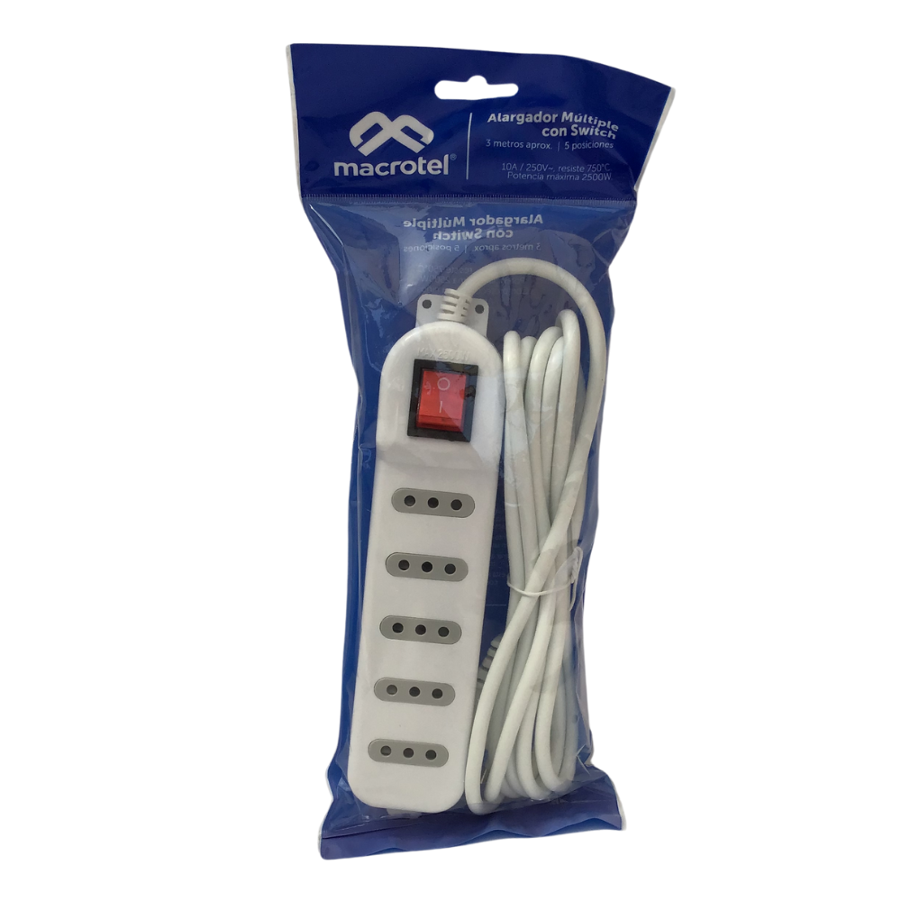 Alargador 3 metros 5 tomas blanco 2