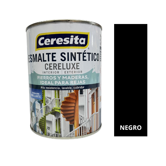 ESMALTE SINTETICO CERELUXE 1/4.GL - NEGRO 1