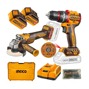 SET TALADRO IMPACTO Y ATORNILLADOR + ESMERIL 