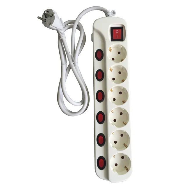 Bloco 6 Tomadas c/Interruptor Individual