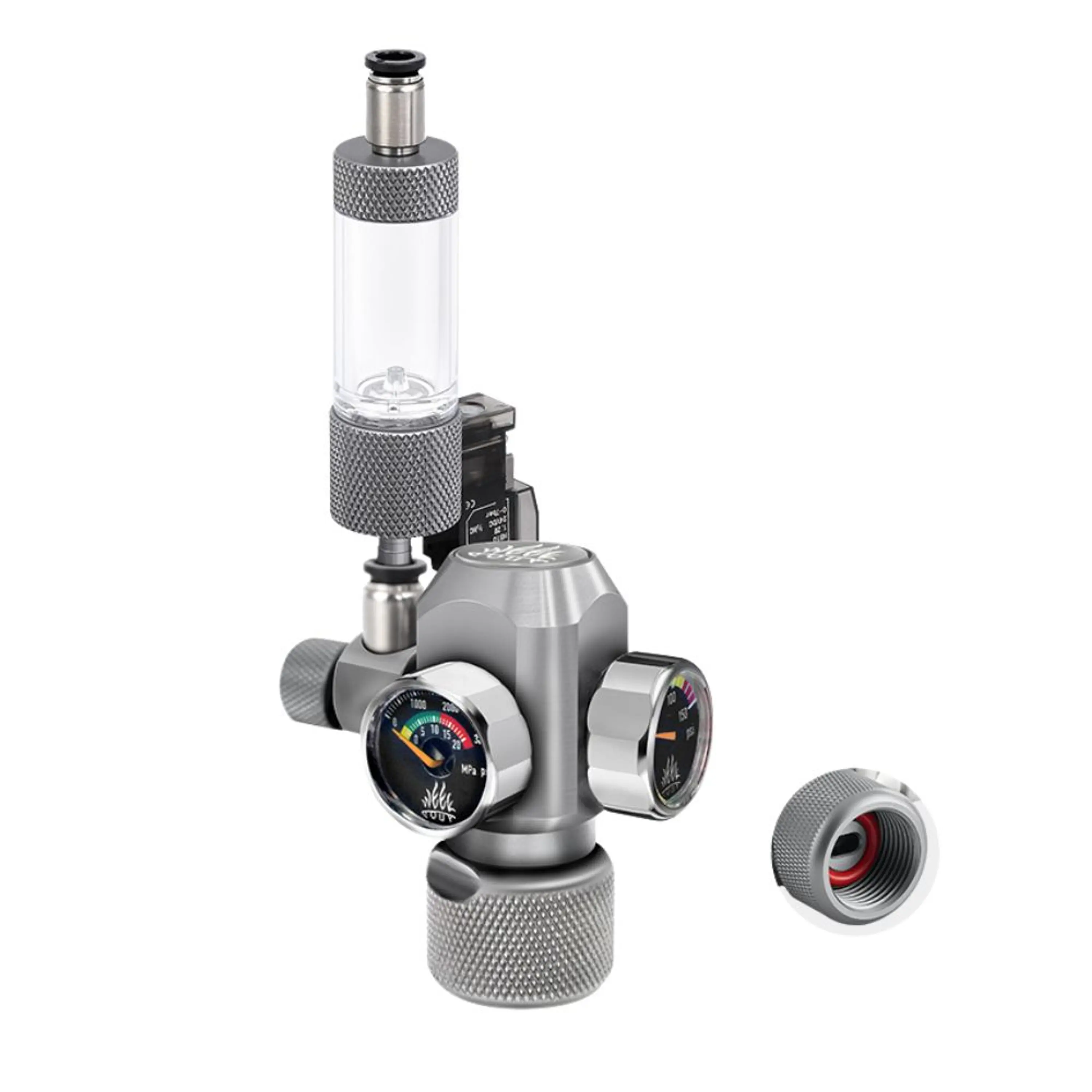 Regulador CO2 c/ val. solenoide e conta bolhas
