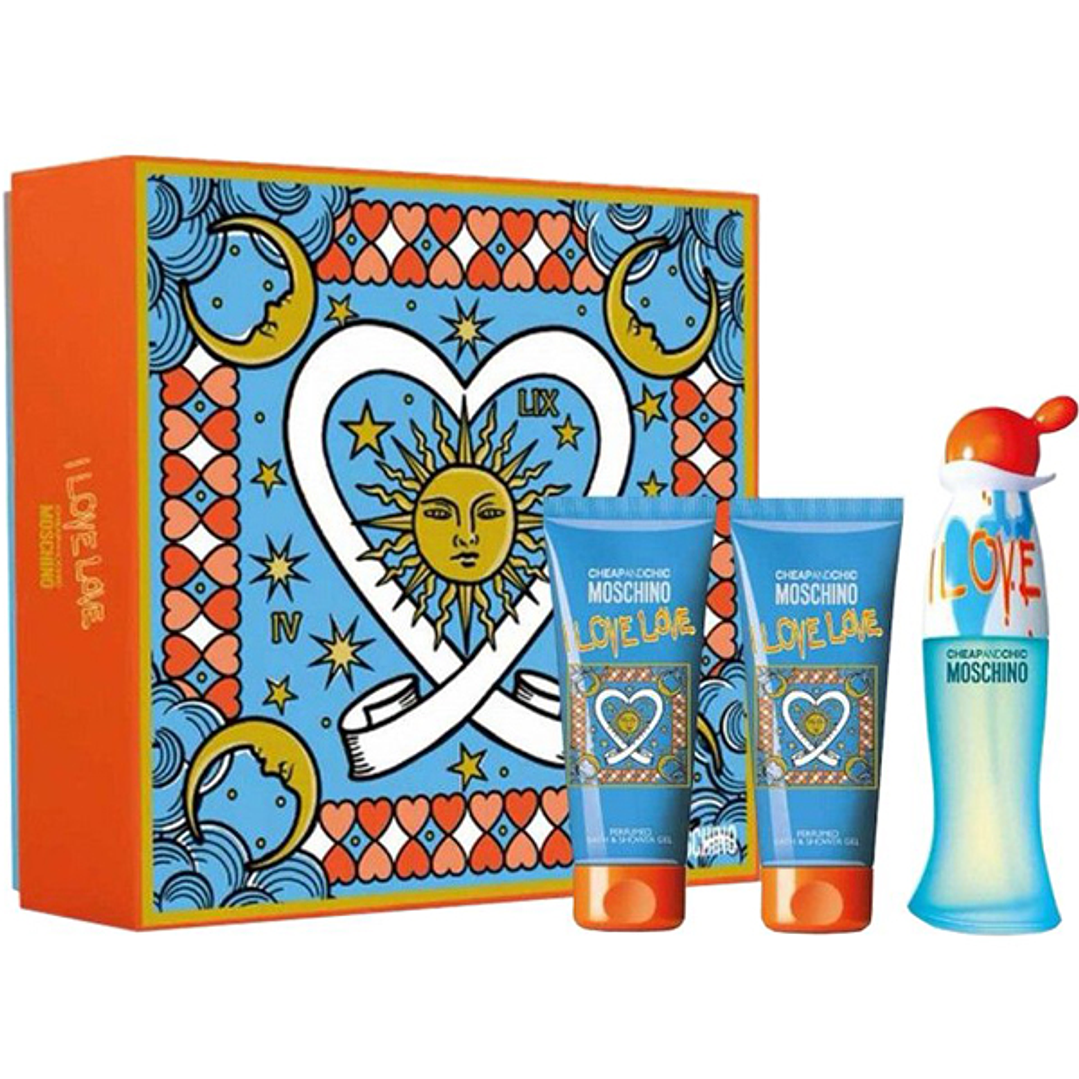 MOSCHINO I LOVE LOVE WOMAN 100ML + SG 100ML + BL 100ML EDT 100ML 4