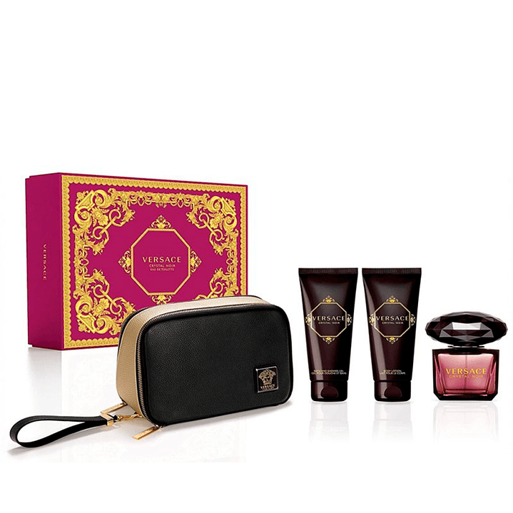 VERSACE CRISTAL NOIR  EDT 90ML + BL + SG + CARTERA 2