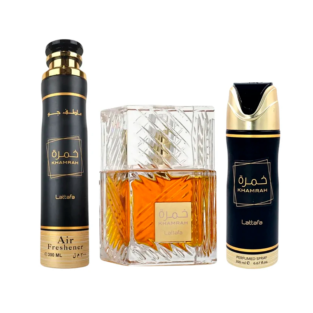 LATTAFA KHAMRAH EDP 100ML + DEO 200ML + AIR FRESH 300ML 1