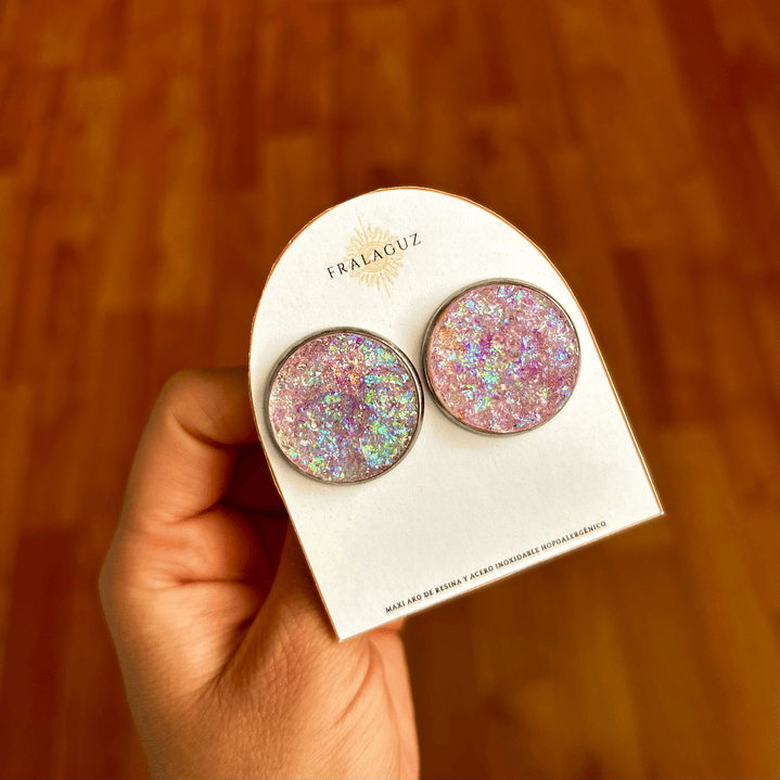 MAXI AROS DISEÑO ROCOSO TORNASOL ROSA CHICLE DE 25MM 1