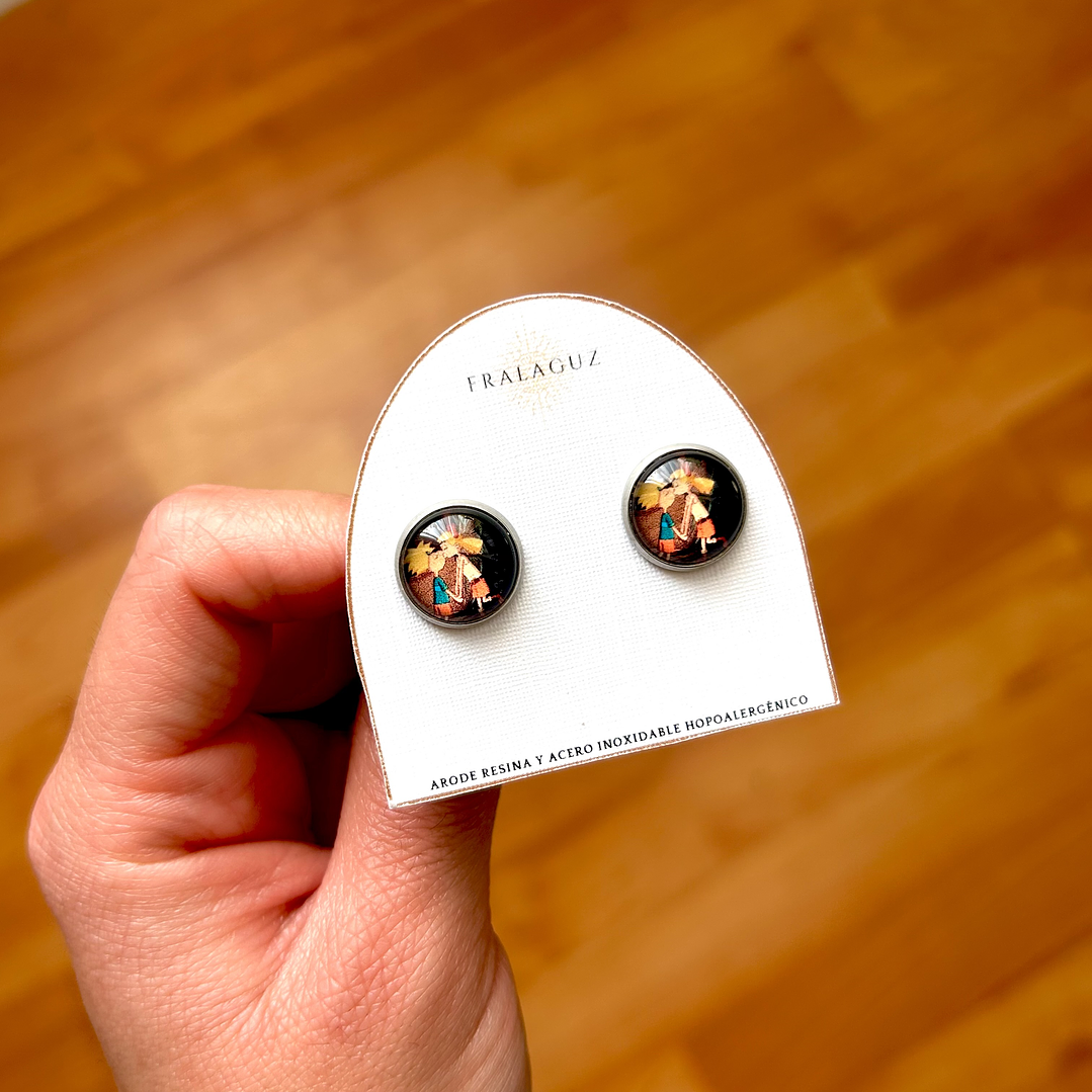 Aros de 12mm de acero inoxidable hipoalergénico y piedras de resina 1