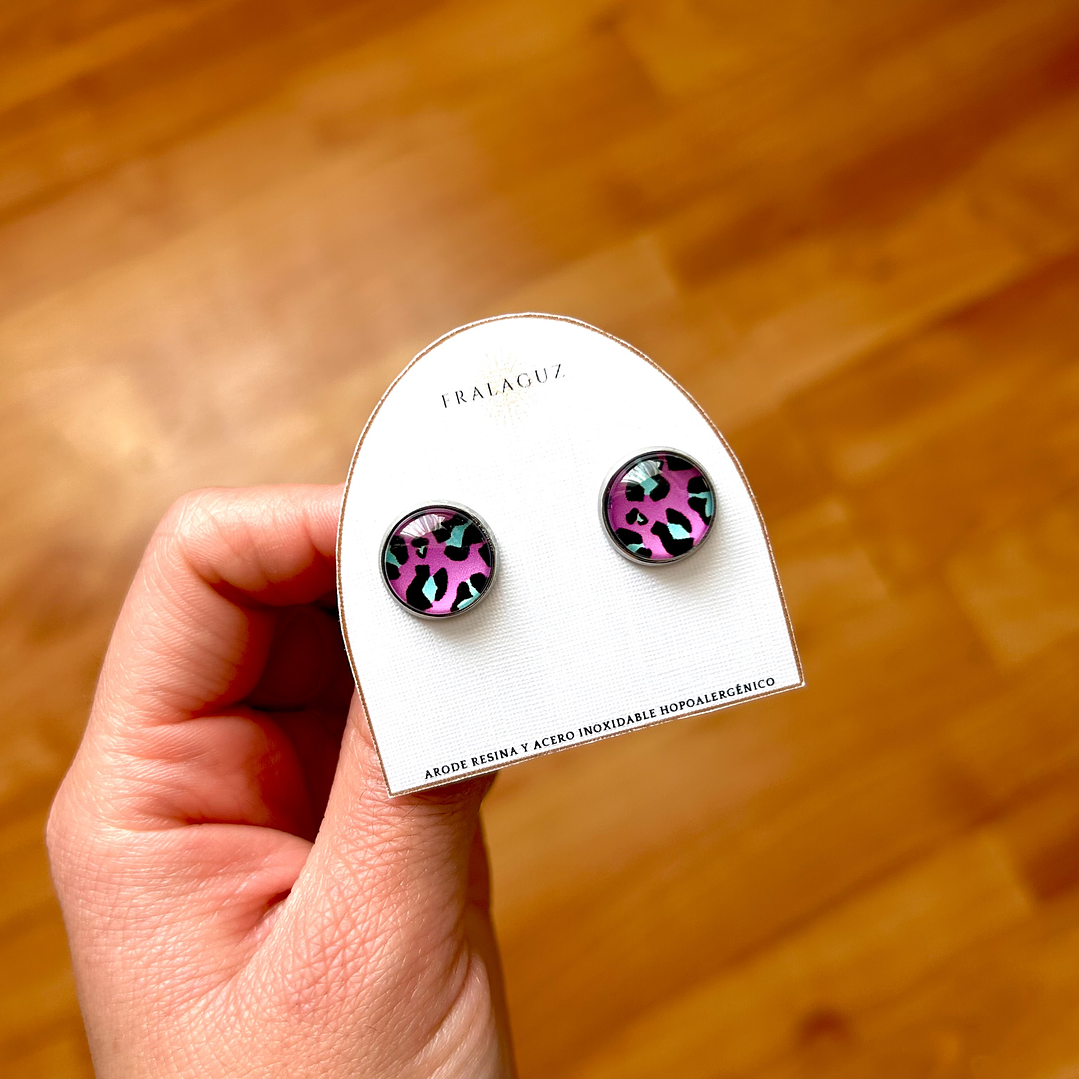 Aros de 12mm de acero inoxidable hipoalergénico y piedras de resina 1