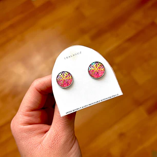 Aros de 12mm de acero inoxidable hipoalergénico y piedras de resina