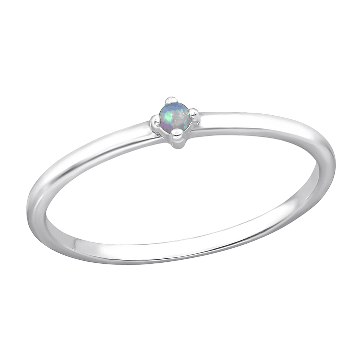 Anillo de Plata 925 Diseño Opalo Sintetico Redondo  1
