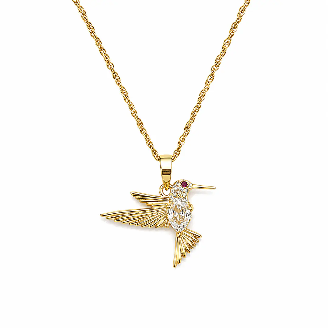 Collar de Colibrí Bañado en Oro 1