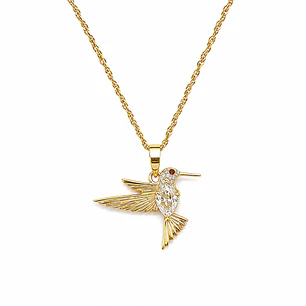 Collar de Colibrí Bañado en Oro