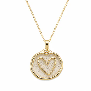 Collar Medalla de Corazón Bañado en Oro