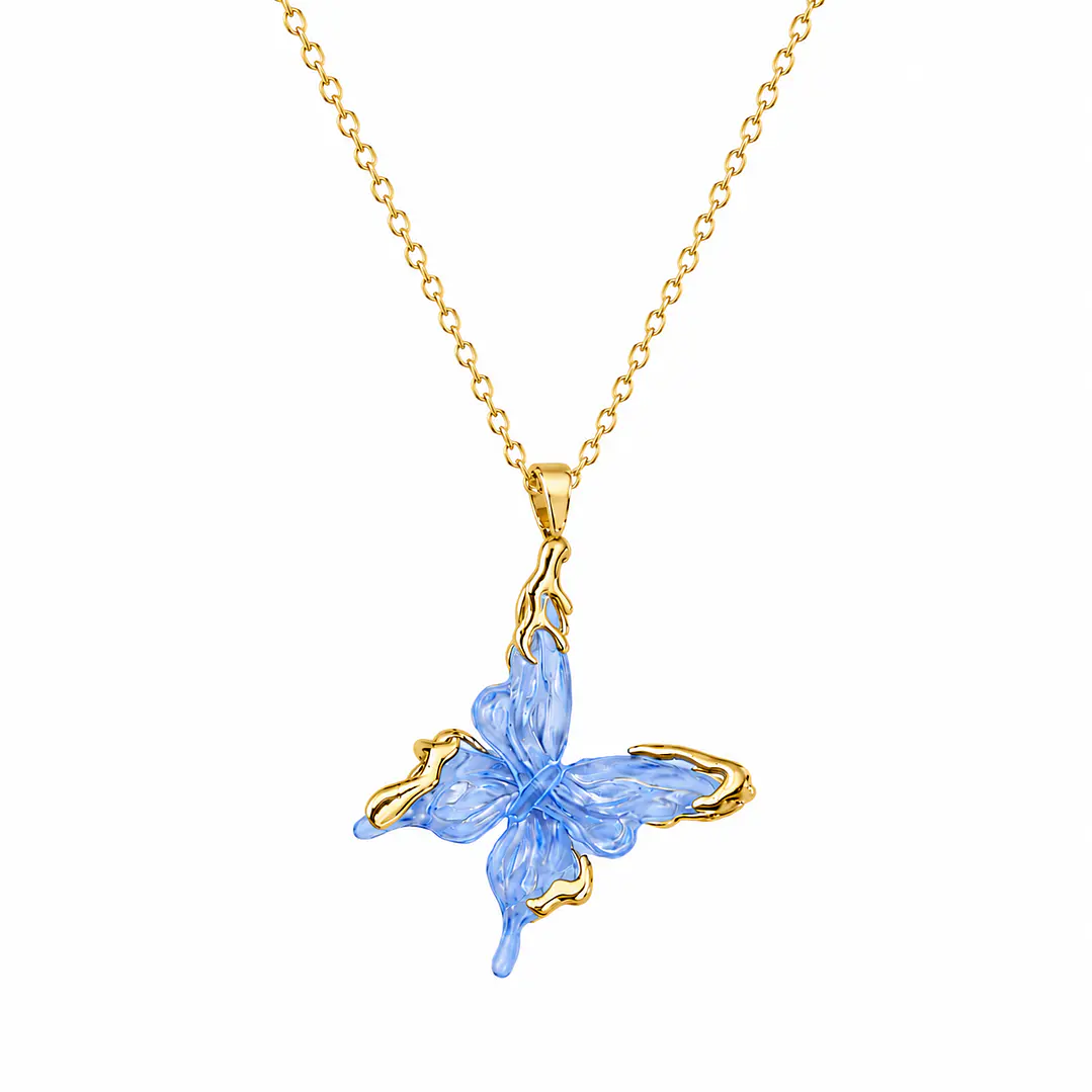 Collar Mariposa Azul Bañado en Oro 1