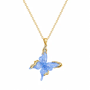 Collar Mariposa Azul Bañado en Oro