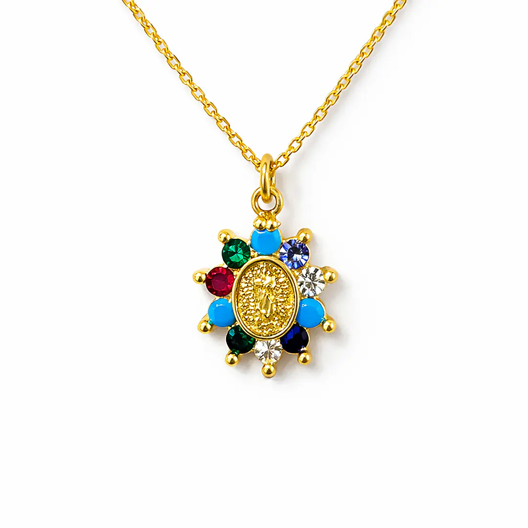 Collar Virgen de Guadalupe Bañado en Oro  1