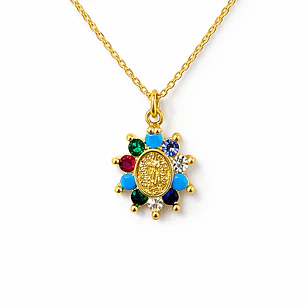 Collar Virgen de Guadalupe Bañado en Oro 