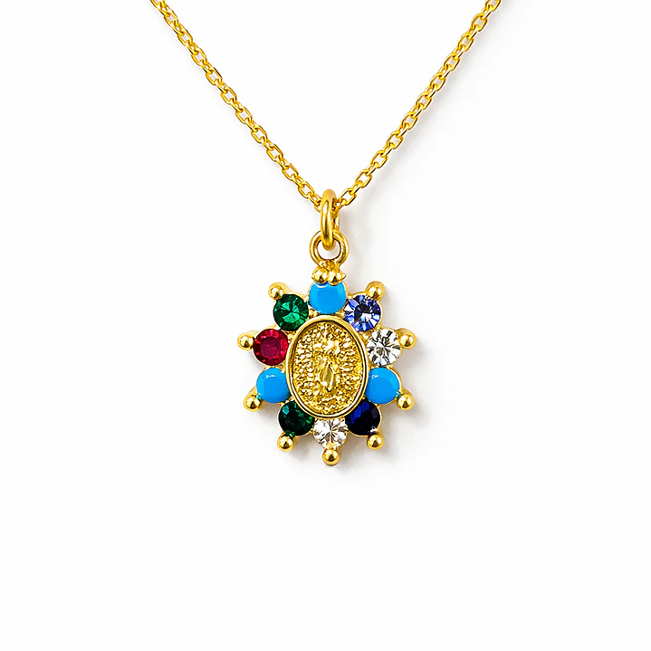 Collar Virgen de Guadalupe Bañado en Oro  1