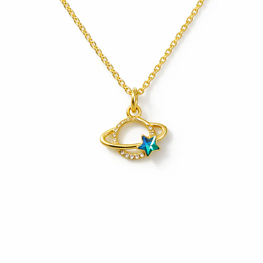 Collar de Saturno Bañado en Oro 1