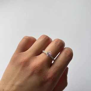 Anillo de Plata 925 - Solitario Rosa 