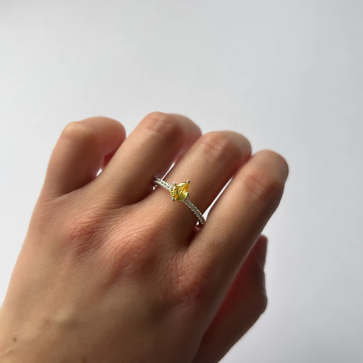 Anillo de Plata 925 - Solitario Amarillo 1