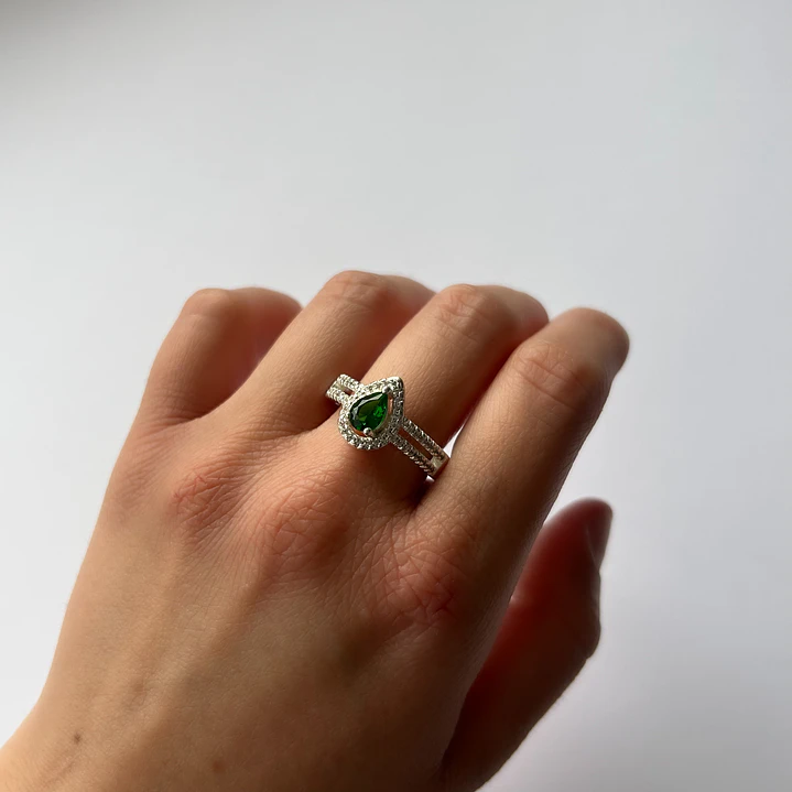 Anillo de Plata 925 - Gota Verde  1