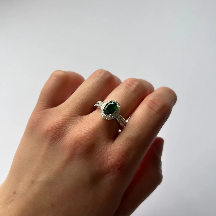 Anillo de Plata 925 - Ovalado Verde  1