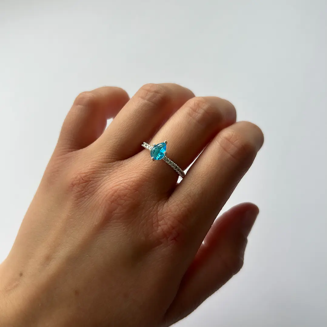Anillo de Plata 925 - Solitario Celeste 1