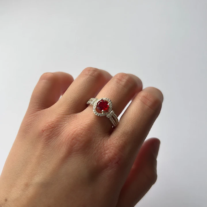 Anillo de Plata 925 - Rojo Rubi  1